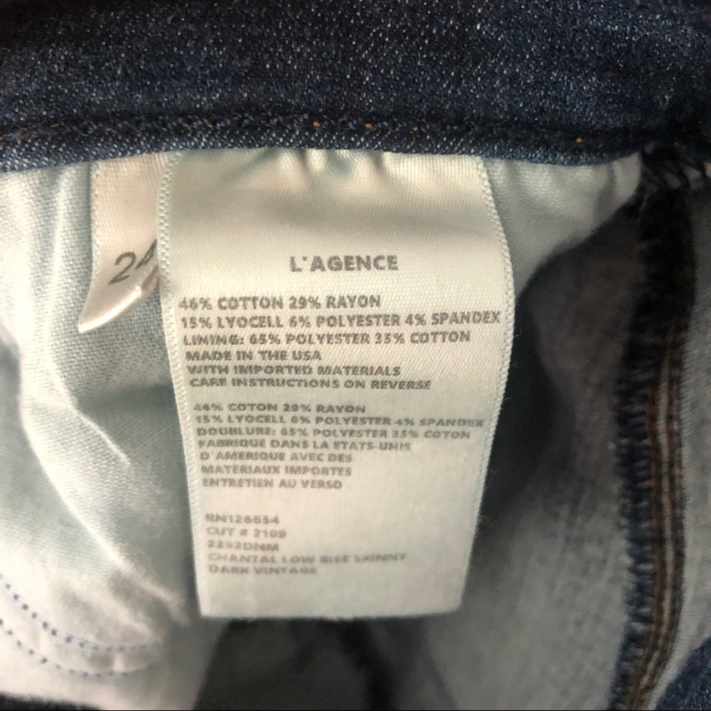 L'AGENCE Chantal Low Rise Skinny Jeans in Dark Vintage 24 - Picture 7 of 8